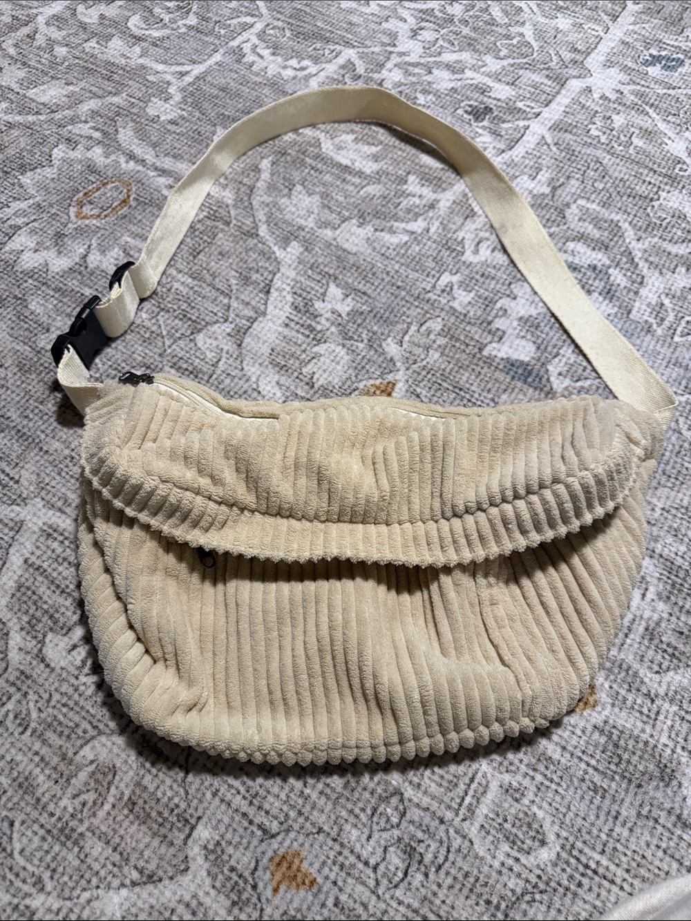 Corduroy Crossbody Bag in Cream